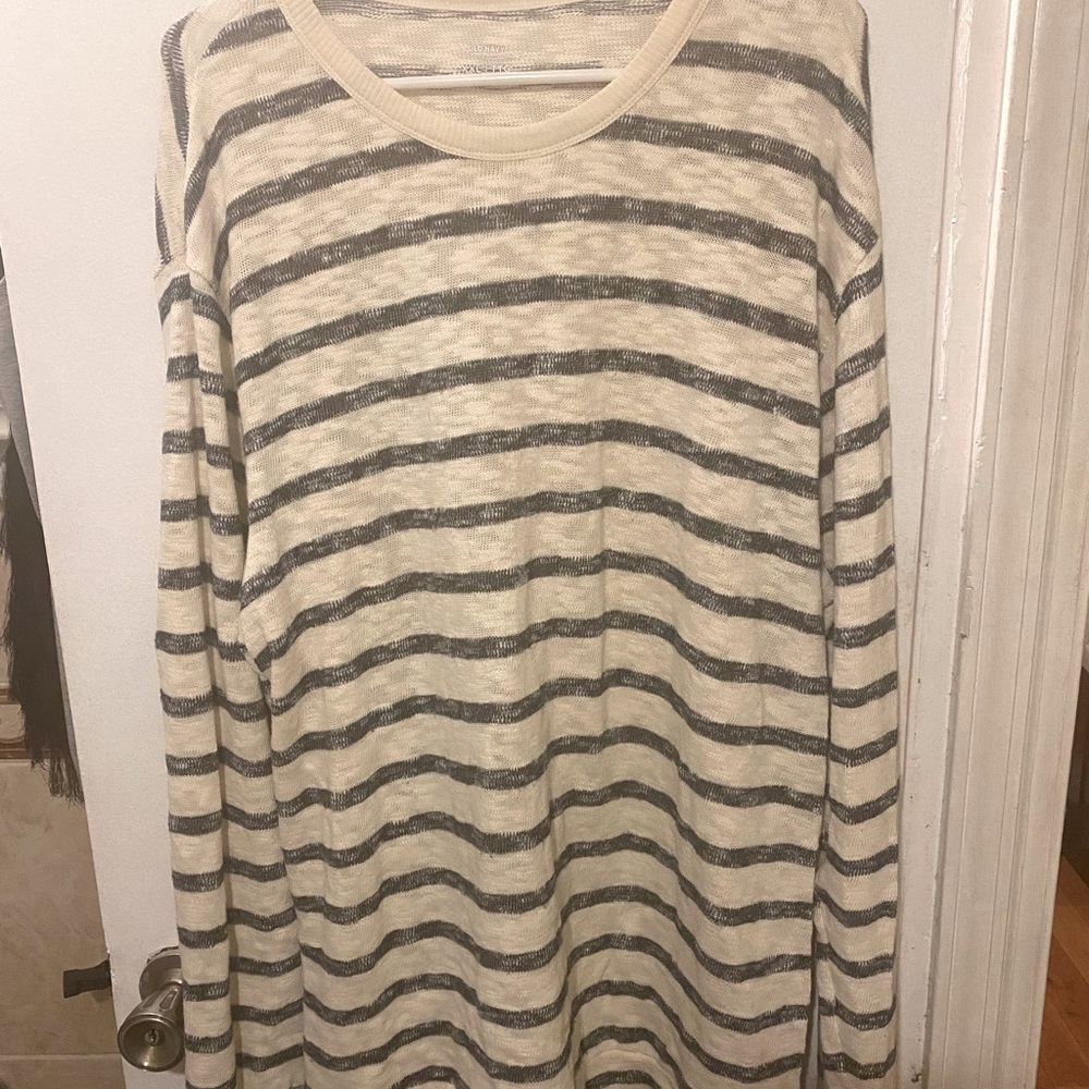 Nautical cream and navy oversized slub sweater